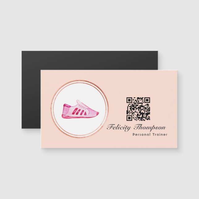 Código QR de Treinador Pessoal Rosa Dourado e Rosa (Frente/Verso)