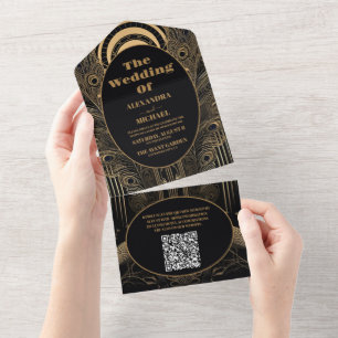 Código QR Deco de Arte Legante Casamento de Peacoc