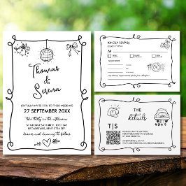 Código QR Desenho à Mão Resposta RSVP