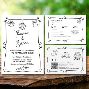 Código QR Desenho à Mão Resposta RSVP