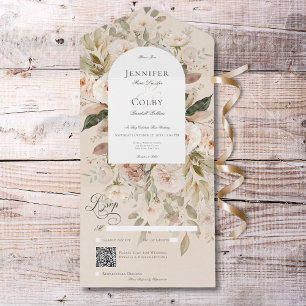 Código QR do Arco Floral Rústico Neutro Tan & Crea