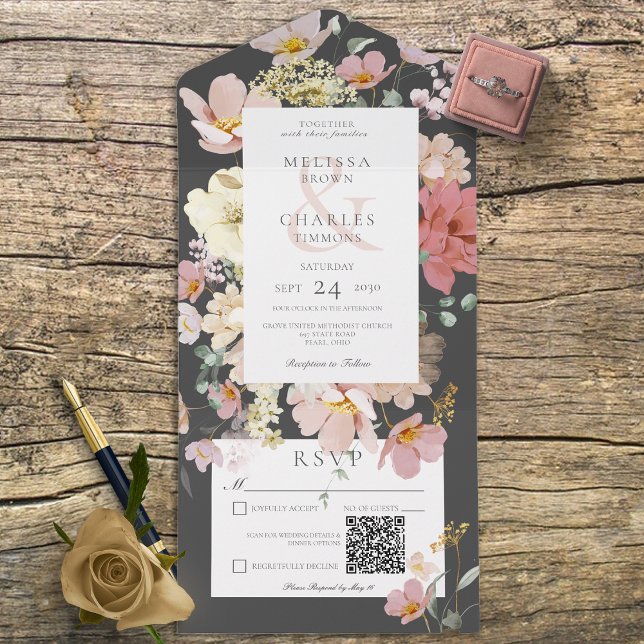 Código QR do Boho Blush preto e rosa (Criador carregado)