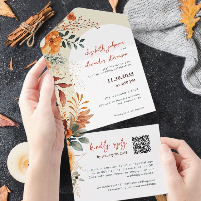 Código QR do casamento Floral Automático Elegante (Criador carregado)
