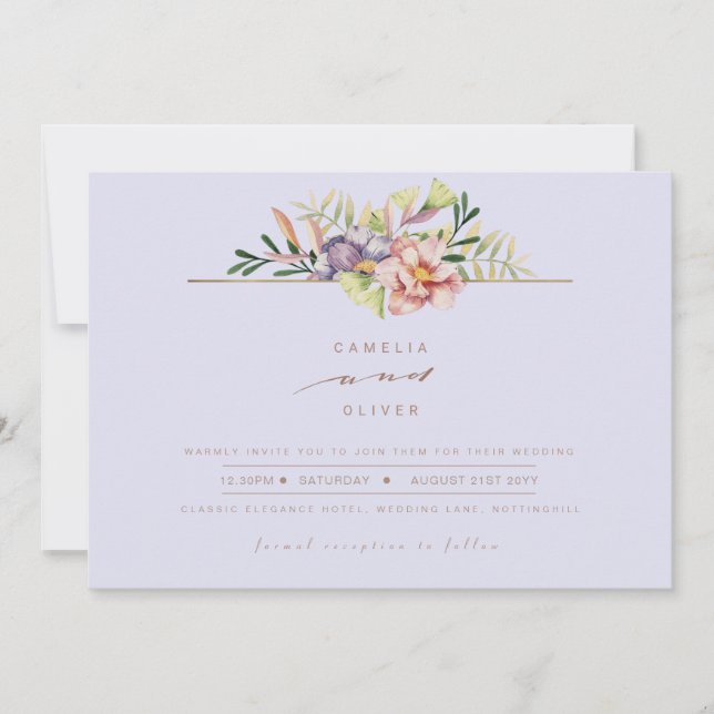 Código QR do Convite de casamento Floral de Pêsseg (Frente)