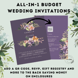 Código QR do Convite de casamento Floral de Pêsseg