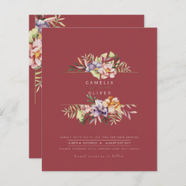 Código QR do Convite de casamento Floral rosa Red