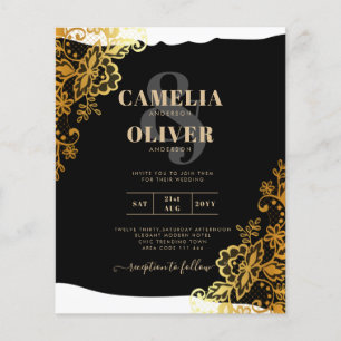 Código QR do Convite de casamento preto LACE All-i