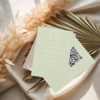 Código QR do Convite de Casamento Verde Sage