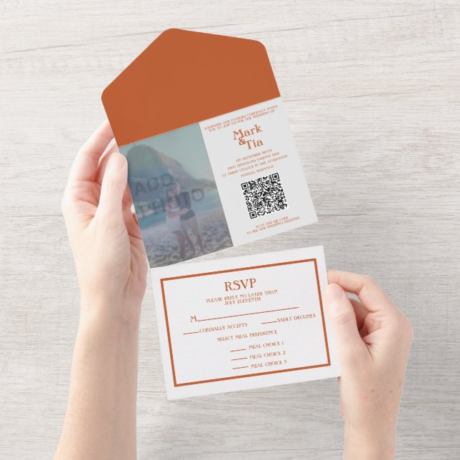 Código QR do Convite para Casamento de Foto (Aba destacável)