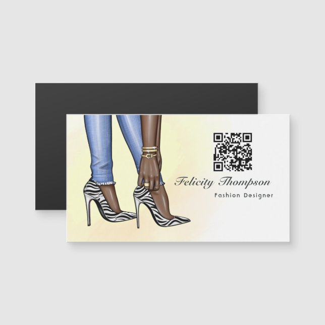 Código QR do Designer de Moda Denim e Zebra (Frente/Verso)