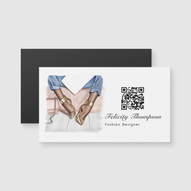 Código QR do Designer de Moda Rosa (Frente/Verso)