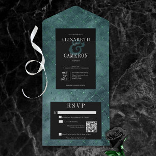 Código QR do Diamante de Vintage Preto e Teal Góti