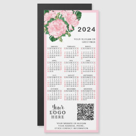 Código QR do Logotipo Floral Branco Rosa Calendári