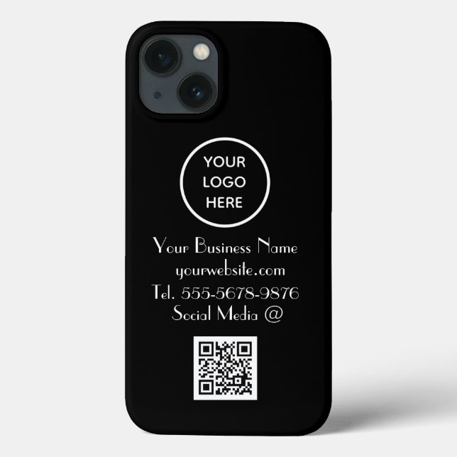 Código QR do logotipo personalizado preto minimali (Verso)
