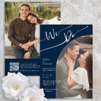 Código QR do marinho Dois Convite de casamento de 