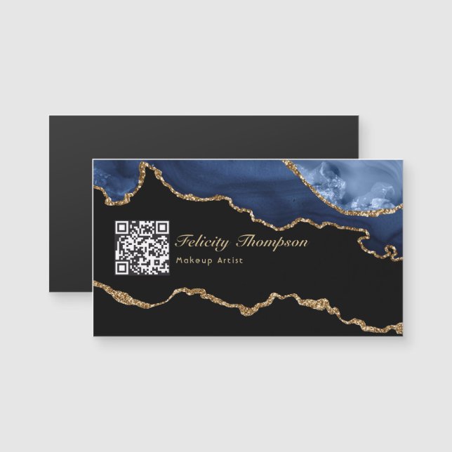 Código QR do marinho e do Precioso Agate Dourado (Frente/Verso)
