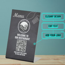 Código QR do menu do restaurante Chalkboard