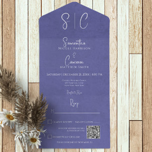 Código QR do Monograma Mínimo do Periwinkle Modern