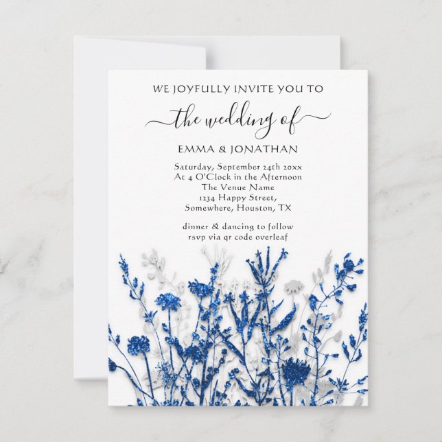 CÓDIGO QR do Orçamento Cinza Azul-Sombra Floral Ma (Frente)