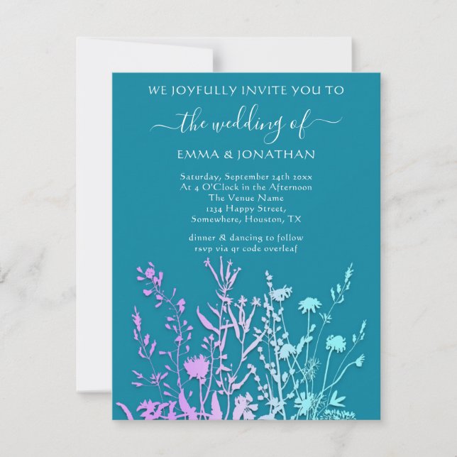 CÓDIGO QR do Orçamento Meado Floral Púrpura Azul T (Frente)