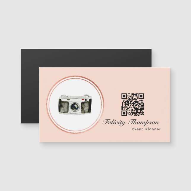 Código QR do planejador de eventos em Rose Gold e  (Frente/Verso)