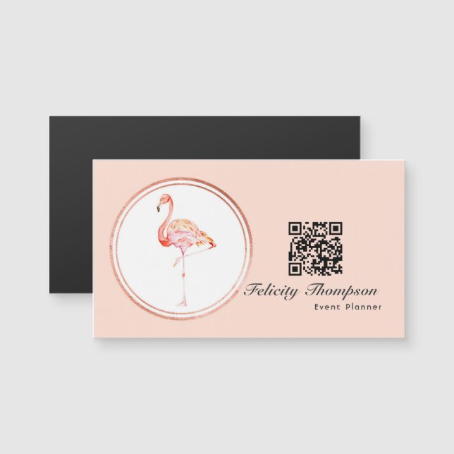 Código QR do planejador de eventos em Rose Gold e  (Frente/Verso)