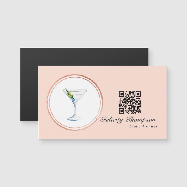 Código QR do planejador de eventos em Rose Gold e  (Frente/Verso)