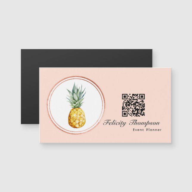 Código QR do planejador de eventos Rose Gold e Blu (Frente/Verso)