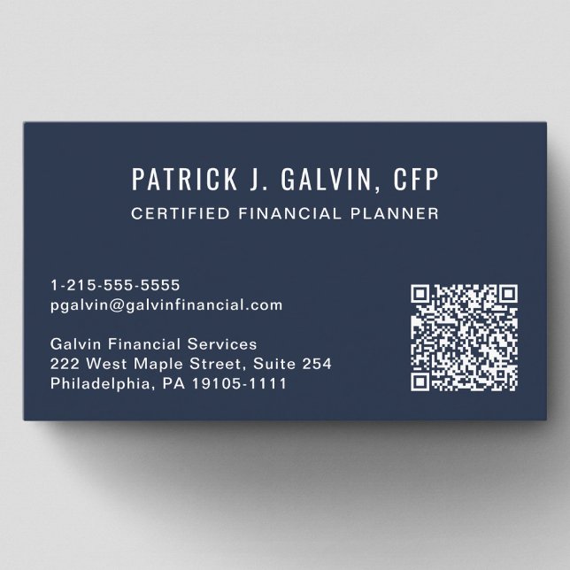 Código QR do Planejador Financeiro Certificado CFP (CFP Certified Financial Planner QR Code Blue Business Card)