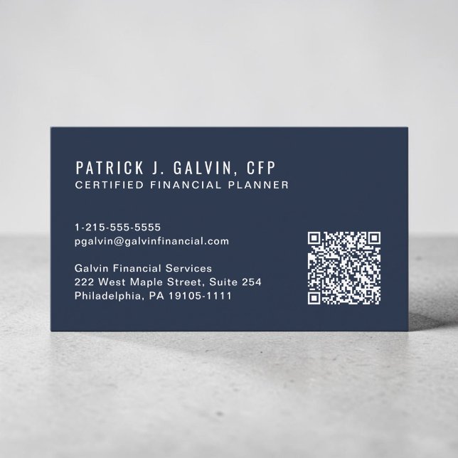 Código QR do Planejador Financeiro Certificado CFP (CFP Certified Financial Planner QR Code Blue Business Card)