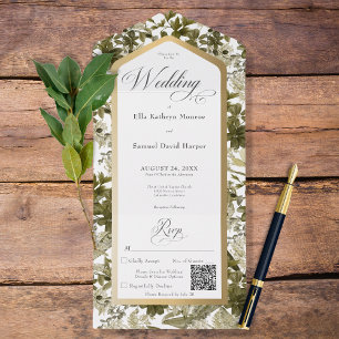 Código QR do Quadro Botânico Dourado Verde Russo
