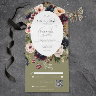 Código QR do Quadro Floral de Oval Verde Escuro