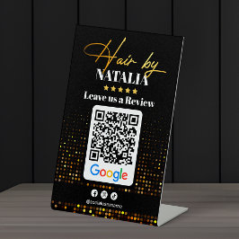 Código QR do Salão de Cabelo Dourado Elegante Goog