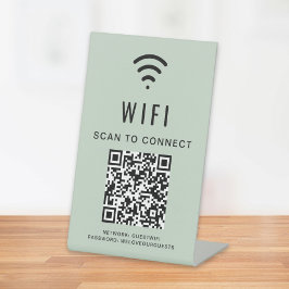 Código QR do Wifi em Verde Sage para Conexão