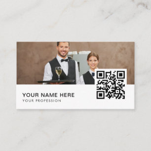 Código QR dos cartões de visitas do garçonete
