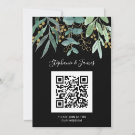 Código QR Dourado Eucalyptus Negra Convite para Ca