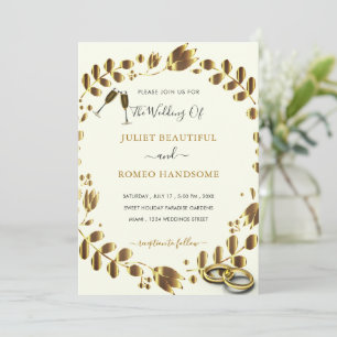 Código QR Dourado Floral Modelo de Convite para Ca