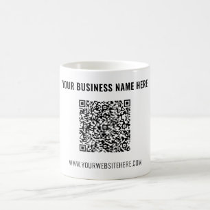 Código QR e Exemplo de Caneca de Café com Texto Pe