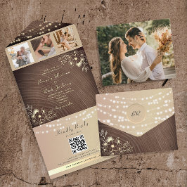 Código QR e Fotos Luzes de Corda Rústicas Casament