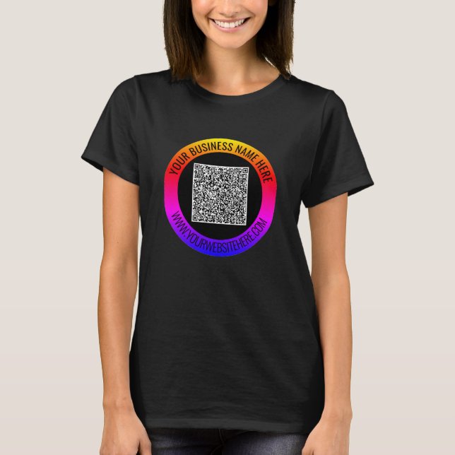 Código QR e texto personalizado Sua camisa comerci (Frente)