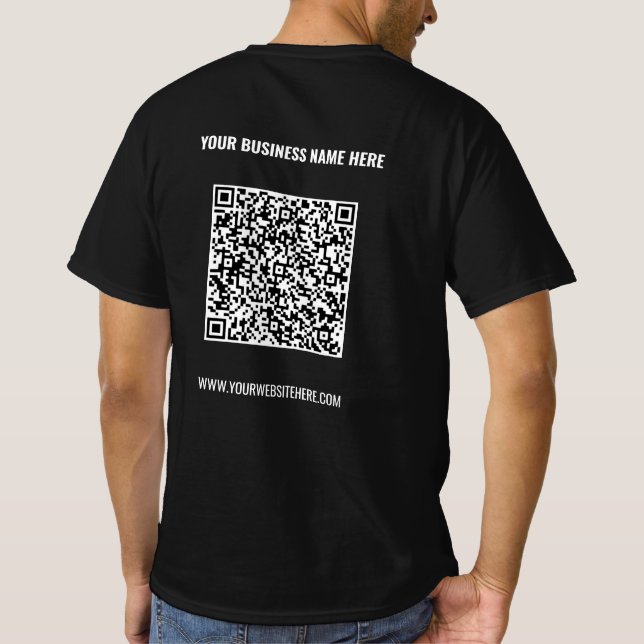 Código QR e texto personalizado Sua camisa comerci (Verso)