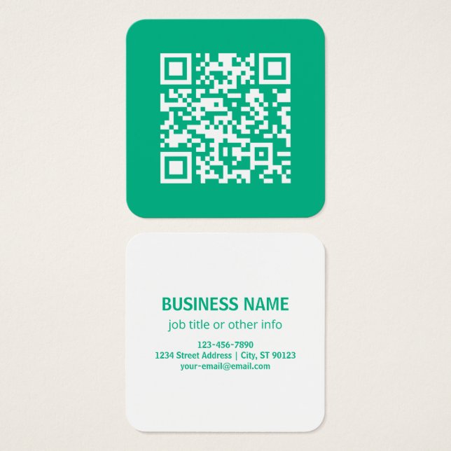 Código QR editável Gera seu próprio | Teal Green (Frente & Verso)