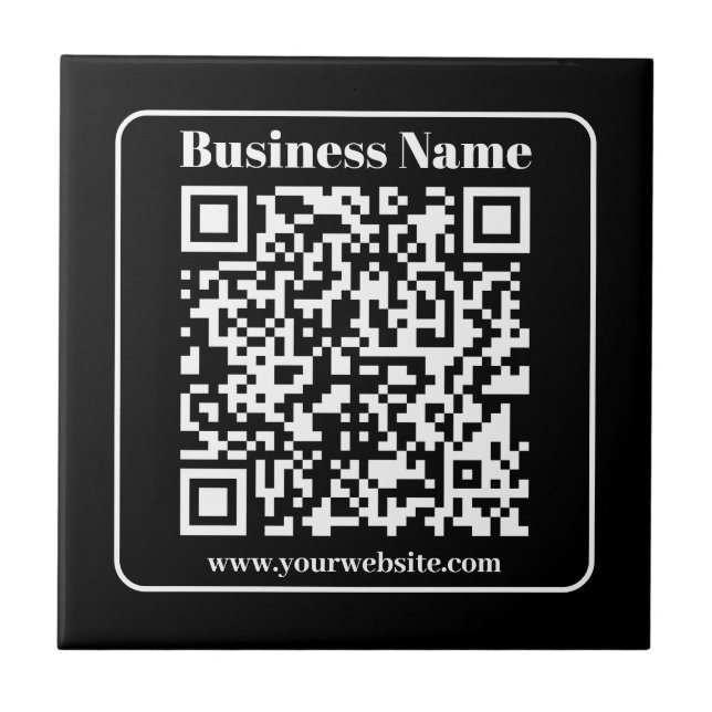 Código QR editável Preto e Branco Estilo Retro Mod (Frente)