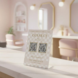Código QR Elegante com Xadrez Rosa para Conectar C