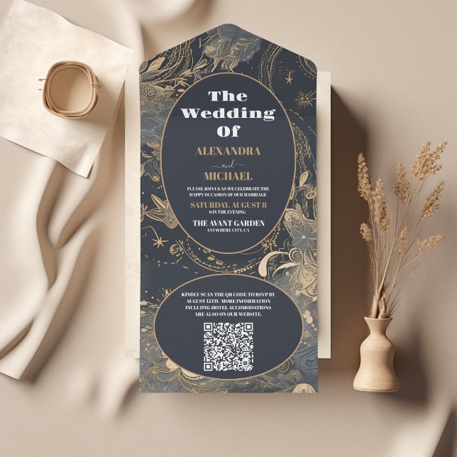 Código QR Elegante Prata Dourado Casamento Celesti (Criador carregado)