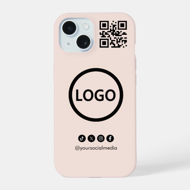 Código QR Empresa Mídia social Blush iPhone 15 (Verso)
