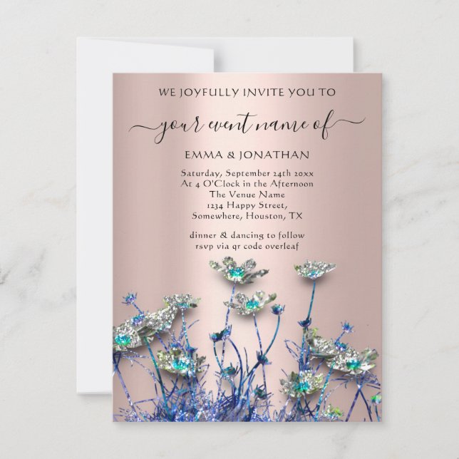 CÓDIGO QR Espadilha Floral Rosa Azul (Frente)