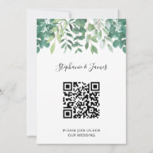 Código QR Eucalyptus Greenery Convite para Casamen