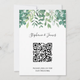 Código QR Eucalyptus Greenery Convite para Casamen