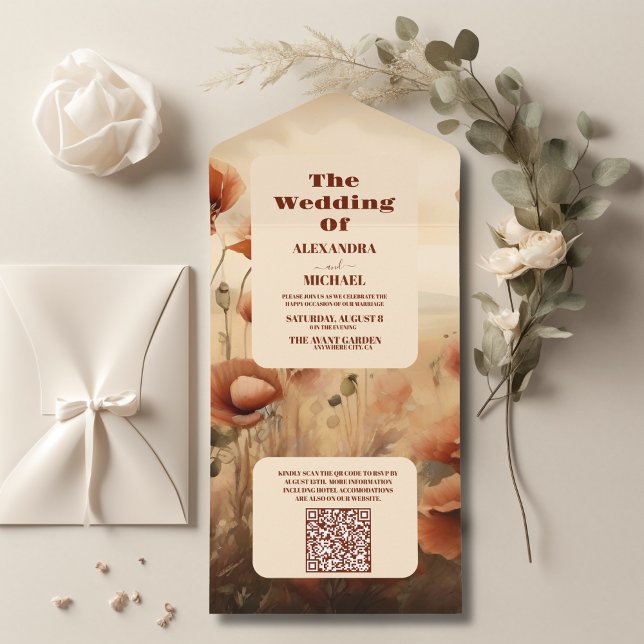 Código QR Flor Selvagem Casamento Russo Floral (Criador carregado)